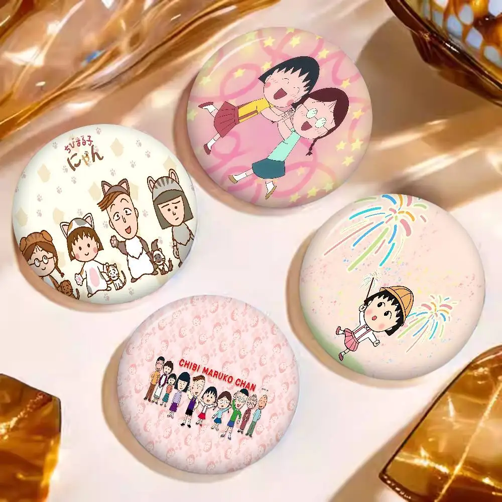 C-chibis M-aa-rrukos Chans Soft Button Pin Round Metal Badge Lapel Pin Parts Gift Friends Kid Jewelry