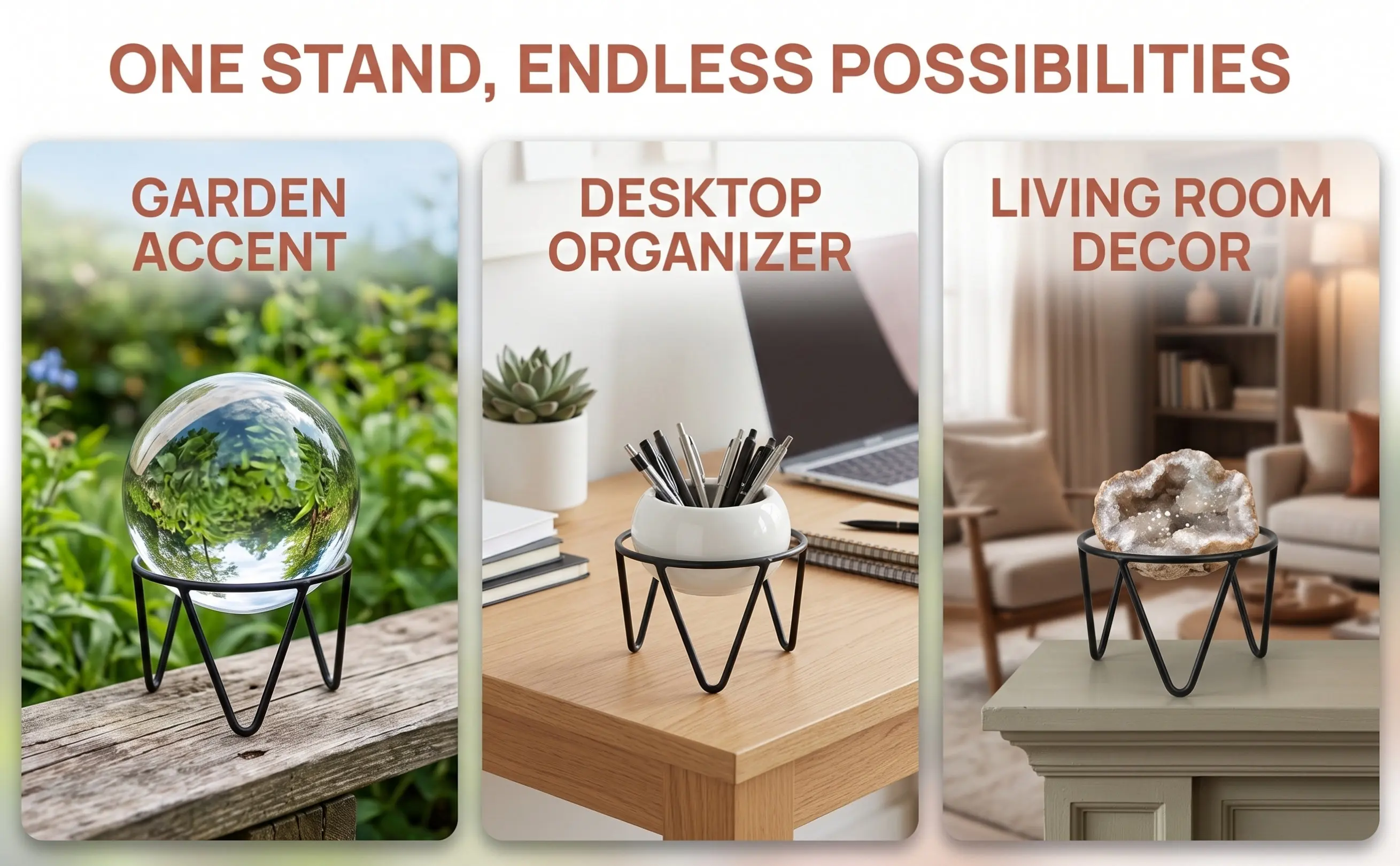Crystal Ball Stand Iron Metal Gazing Sphere Holder for Globe Crystal Sphere Display Base Home Decor Garden Indoor Outdoor