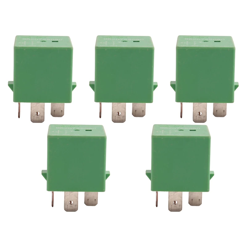 5X 12V 35A 5 Pins Cooling Radiator Fan Relay Green 6547TX For Peugeot 206 207 306 307 406 407 807