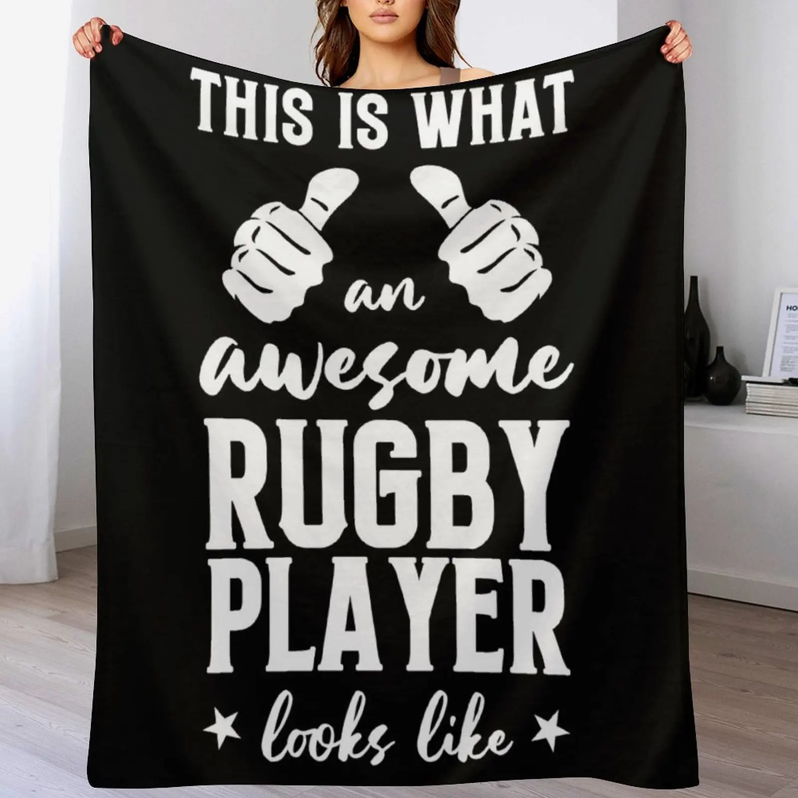 

Funny Rugby Player Gift: This Is What An Awesome Rugby Player Looks Like -Rugby Throw Blanket Stuffeds Retros Blankets