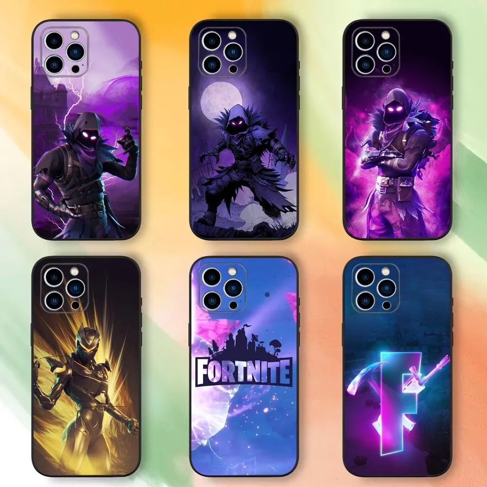 R-Royales F-Fortnites Phone Case For iPhone 16,15,14,13,12,11 Plus,Pro Max,XS,X,XR,SE,Mini,8,7，Soft Silicone Black Cover