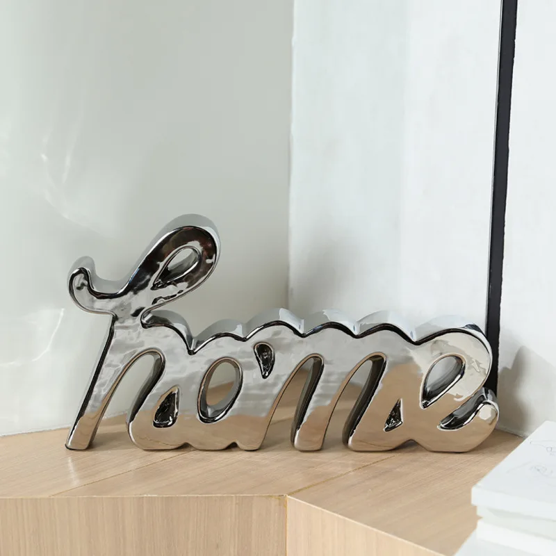 Ceramic Art Figurines Luxury Indoor Ornament Modern Style Letters Shape Figurine Office Living Room Home Decoration Crafts