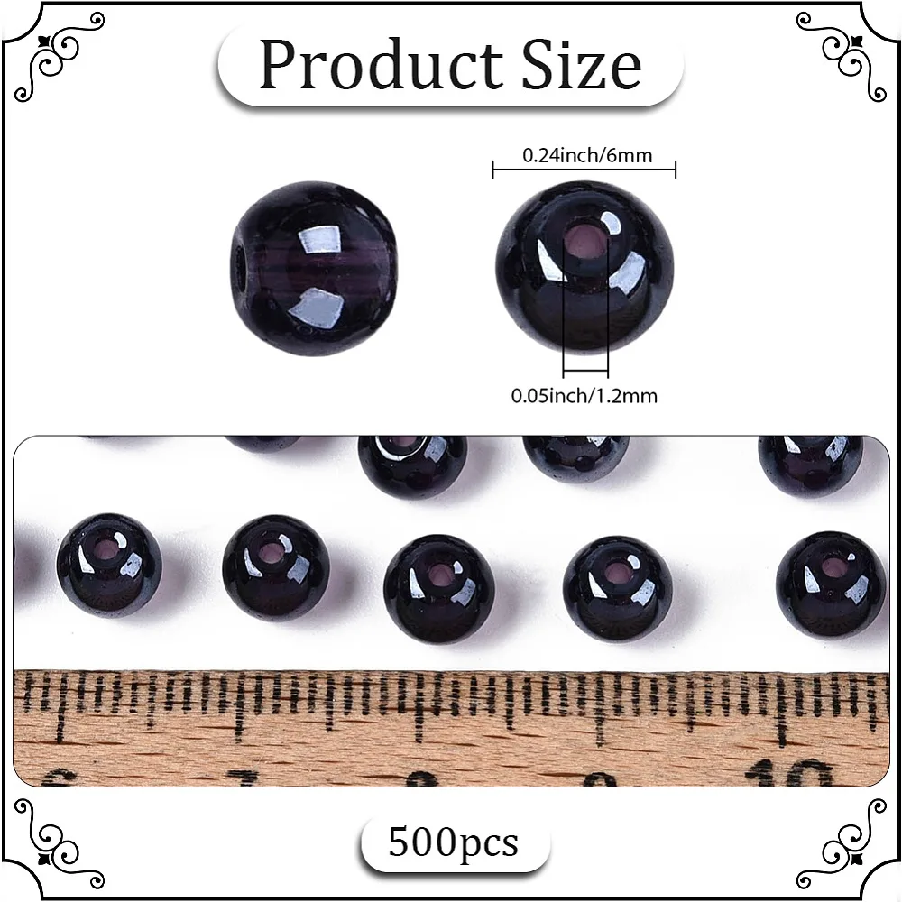 

500Pcs Transparent Glass Seed Beads Glazing Style Round Indigo 6mm Hole: 1.2mm