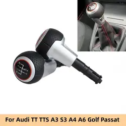 Manual Transmission Leather Gear Shift Knob Handball Lever Shifter Pen Stick For Audi TT TTS A3 S3 A4 A6 Golf Passat Car Styling