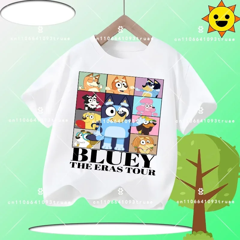 

Детская хлопковая спортивная рубашка Bluey с короткими рукавами для мальчиков, повседневный топ для девочек, летняя футболка с мультяшным принтом, новый стиль 2026 года