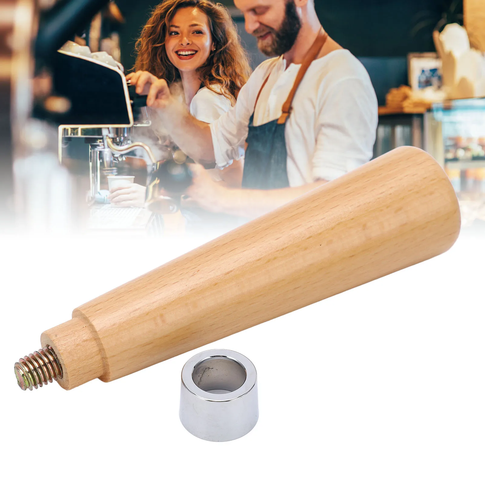 Portafilter mango de madera, diseño ergonómico, mango de filtro de café, haya para cafeterías