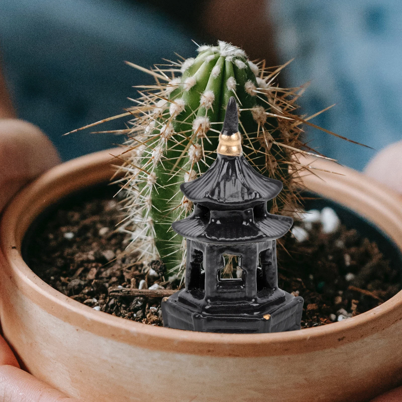 

3Pcs Ceramic Pagoda Shaped Garden Decor Micro Landscaping Ornament Outdoor Garden Decoration Durable Ceramic Pagoda Statue