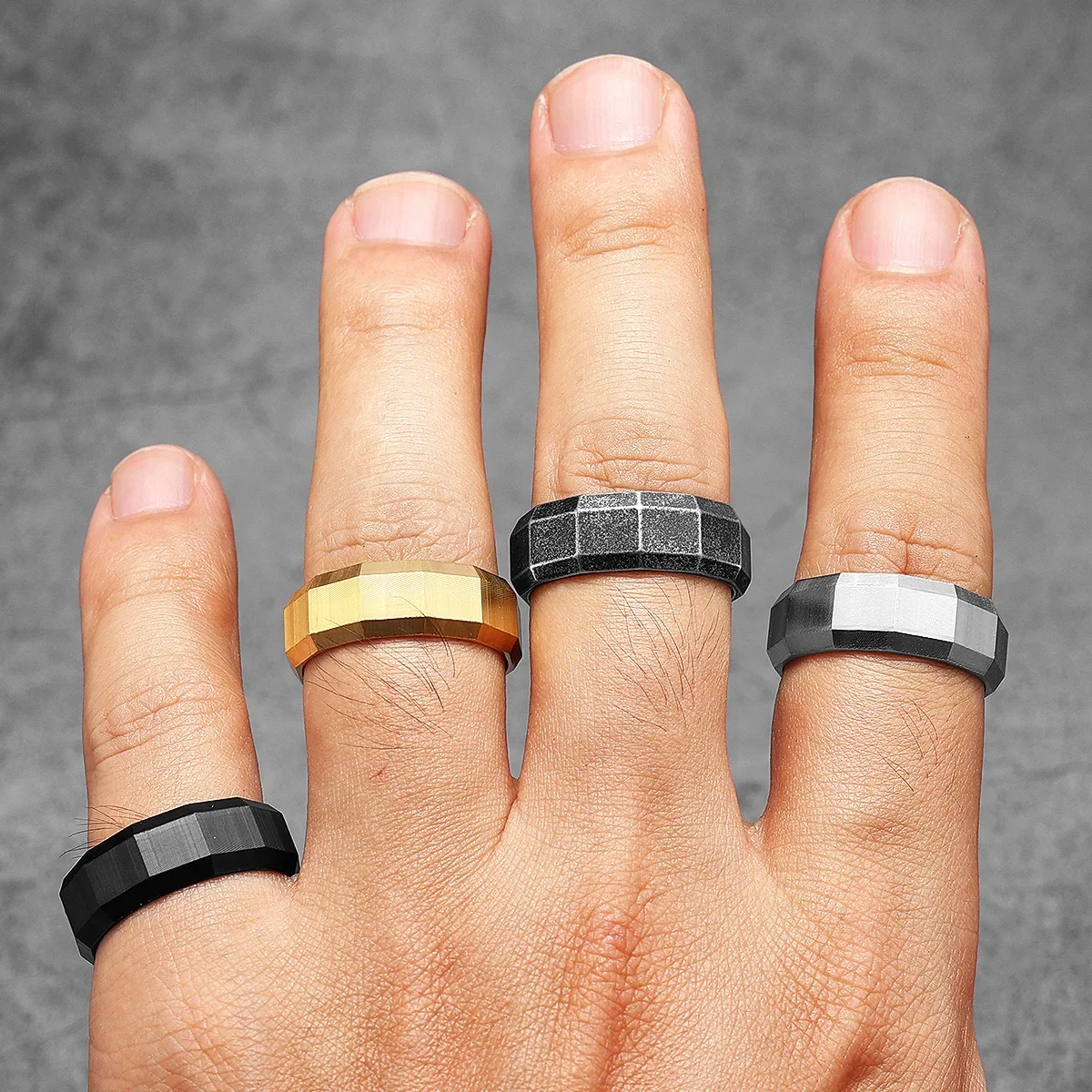 Geometric Cuts Men Rings Stainless Steel Women Jewelry Retro Punk New In Rock Stranger Things Fashion Accessories Gift Wholesale