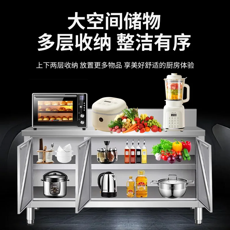 

Thickened commercial household with back storage cabinet table storage cabinet cabinet stove console sliding door