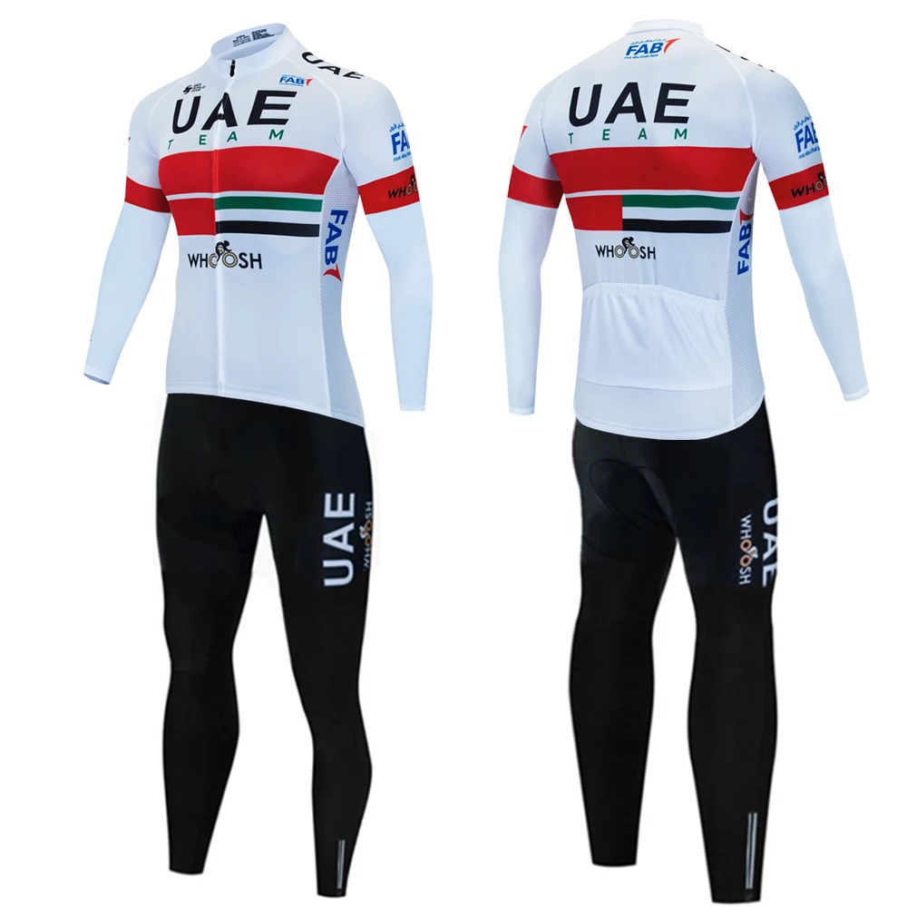 UAE Team Winter Thermal Fleece Cycling Jersey Set Mountian Bicycle Clothes Wear Ropa Ciclismo Racing Bike Clothing Cycling Suit