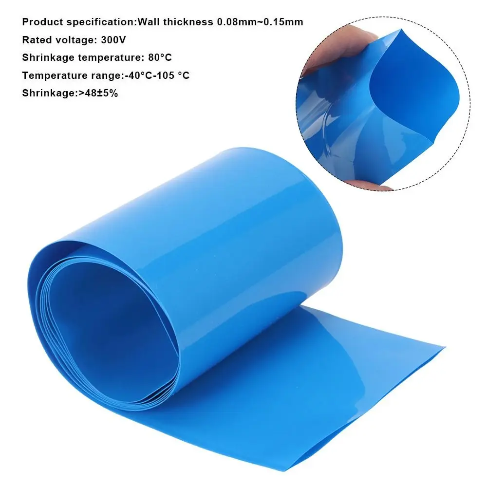 1Meter/Pack Durable Li-ion Wrap Heat Shrink Tube PVC 18650 Battery Pack Shrinkable Film Multi Sizes 70-200mm Width Tape Sleeves