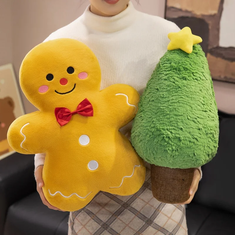 New Christmas Gift Plush Toy Kawaii Ginger Man Christmas Tree Stuffed Doll Cartoon Christmas Cookie Gift Set Cute Holiday Decor