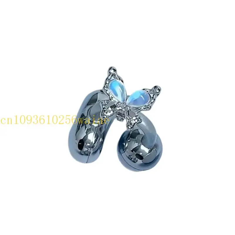 652F DIY Rhinestones Butterfly Earphone Accessory Ear Clip Metal Clip On Charm Design For Stylish Customization
