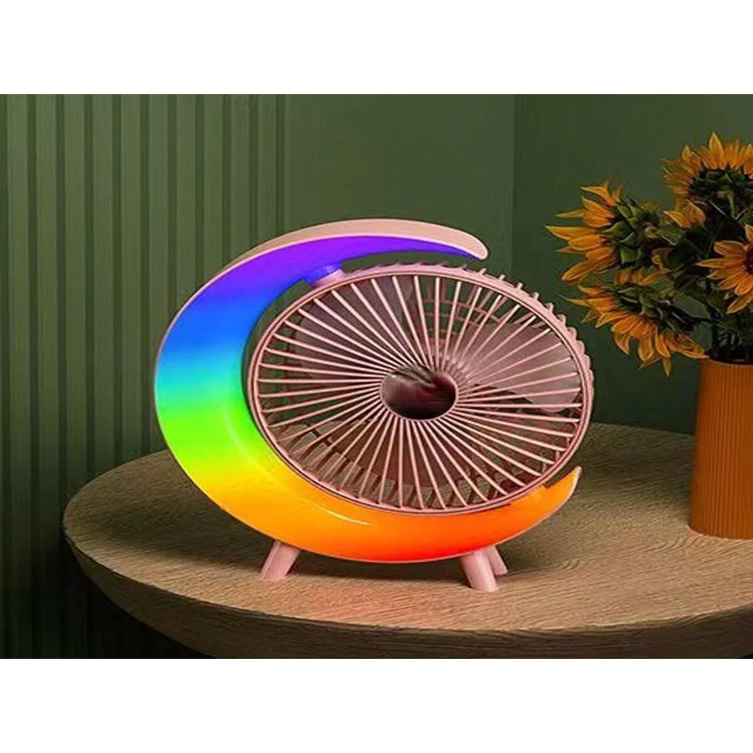 พัดลมไฟ LED พัดลมตั้งโต๊ะแบบใช้คู่สําหรับหอพักสํานักงานพัดลมตั้งโต๊ะ USB ขับเคลื่อนที่เงียบสงบลมแรง