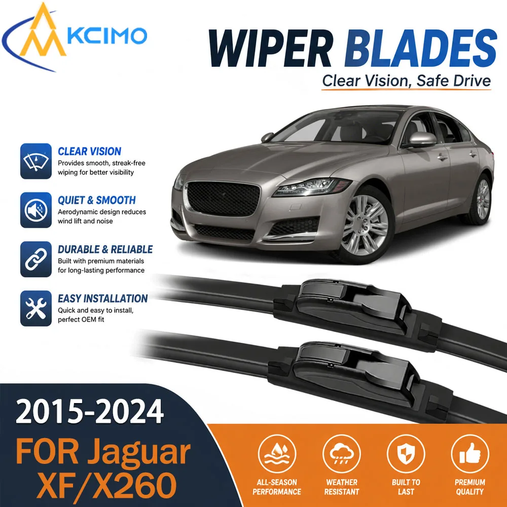 Windshield Wiper Set Durable Rubber Streak‑Free Performance Simple Fitting Replacement Blades For Jaguar XF/X260 2015-2024