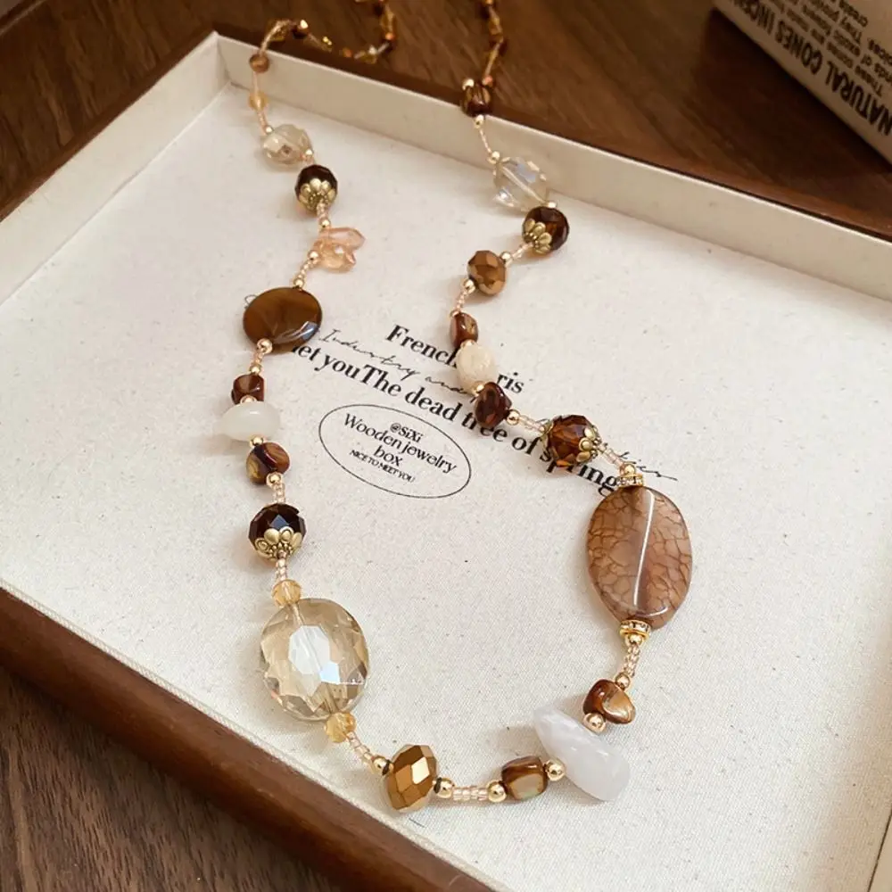 Fashion Bohemian Antique Necklace Shell Beaded Colorful Double Layers Necklace Stackable Long Necklace Women Girls