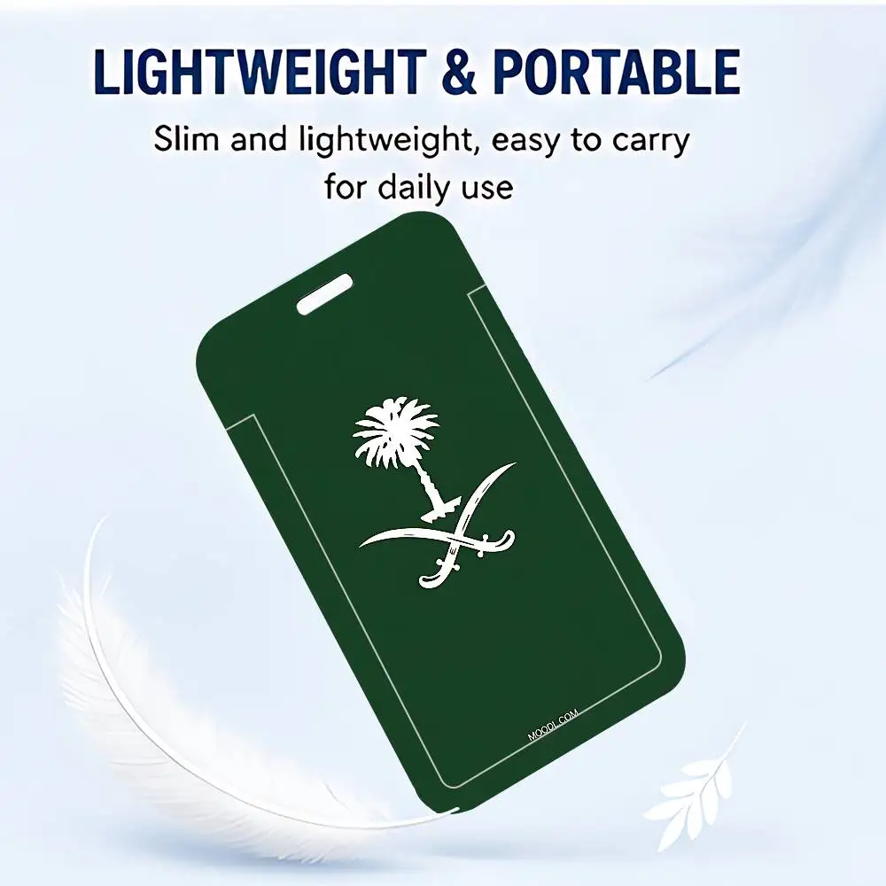 Kingdom Of Saudi Arabia Flag ID Card Holder Cute Badge Holder PVC Card Cover With Clear Window For Student Office Bus Card