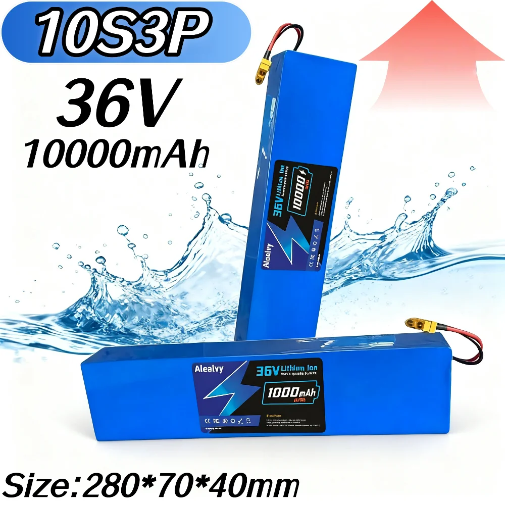 

36V Battery Pack 10S3P 10000mAh 18650 Li-ion Built-in BMS Rechargeable for 250W~500W Motor Electric Scooter and Vehicles.