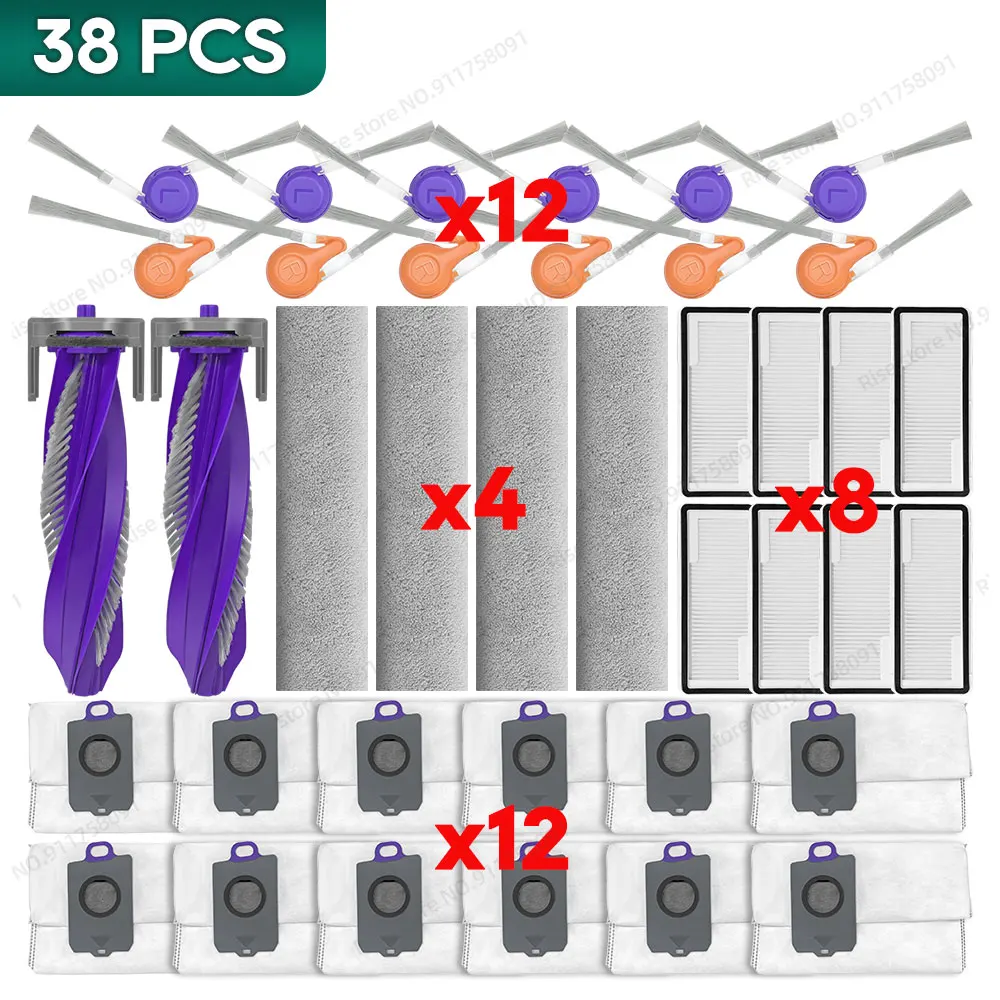 متوافق مع (تدفق ناروال) الملحقات الرئيسية فرشاة فلتر Hepa كيس الغبار ممسحة قطع غيار القماش