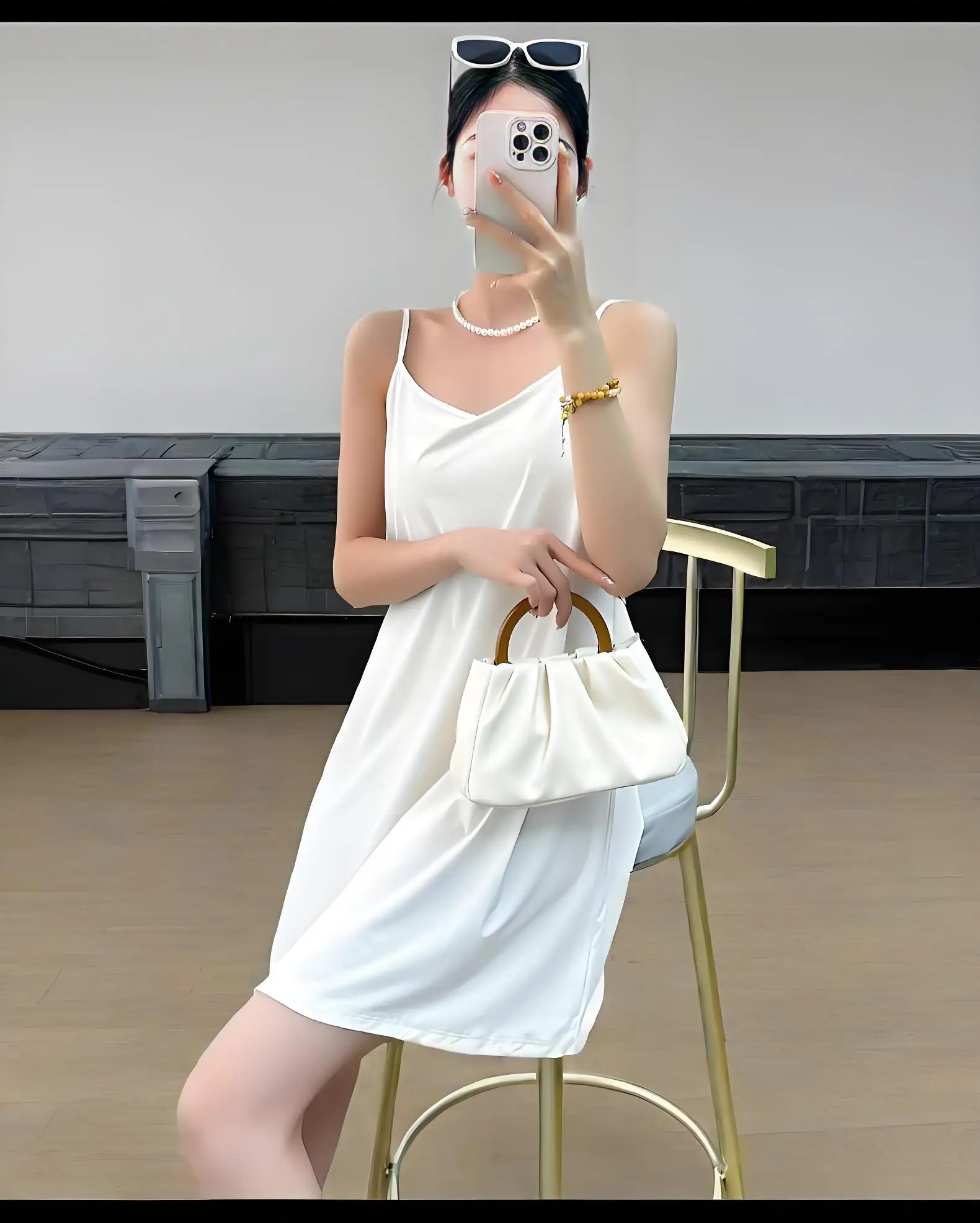 

Miyake 2025 Spring Base Solid Color Pleated Fashion Anti-penetration Skirt Sleeveless Slim Fit Comfortable Suspender Skirt
