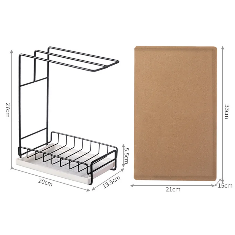 Kitchen Rack Anti-rust Iron Sink Drain Rag Rack Multifunctional Sponge Towel Punch-free Storage Holder Sink Countertop Bracket