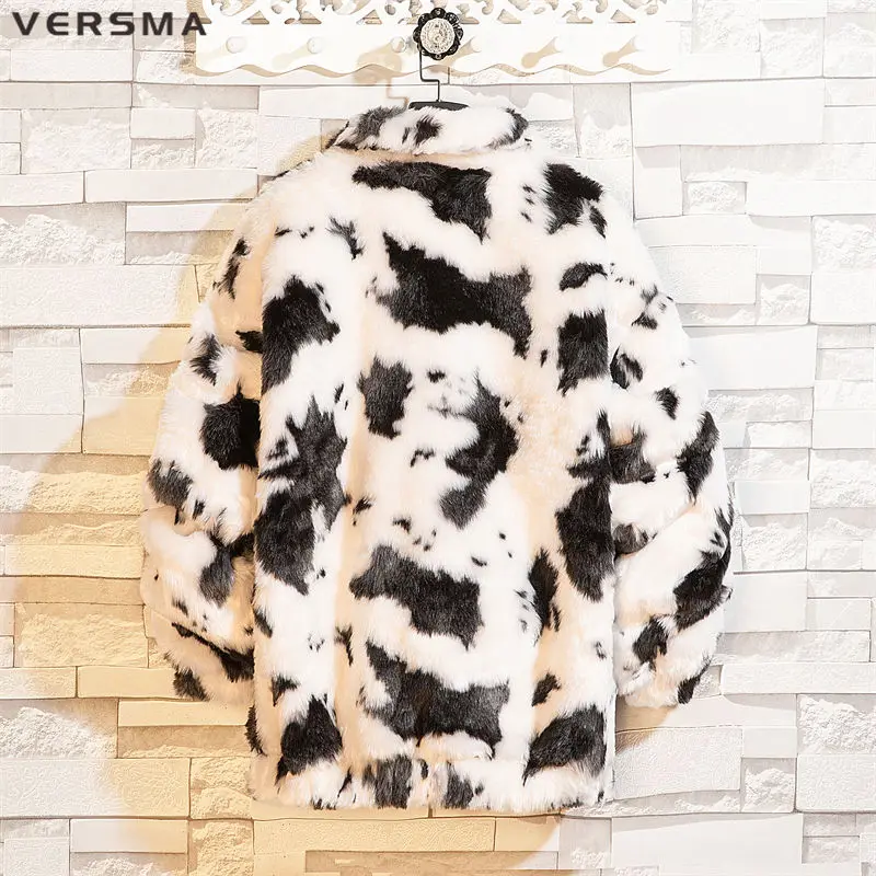 VERSMA เกาหลี Harajuku Imitation Lamb ขนสัตว์เสื้อแจ็คเก็ตฤดูหนาวผู้หญิงขนาดใหญ่ Hip Hop Faux Fur ชาย Parkas Dropshipping