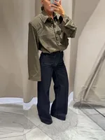2026 Spring Plaid Women's Shirt Loose Long Sleeve Single Breasted Turn-down Collar Female Top Chic Streetwear Office Commute