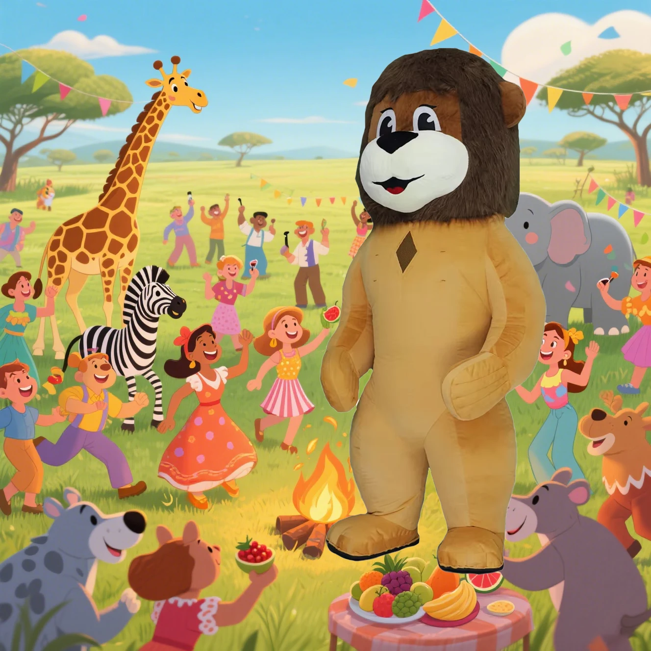 New Inflatable Cartoon Lion Costume Mascot Adult Walk Entertainment Halloween Party Inflatable Character Cosplay Set No Battery