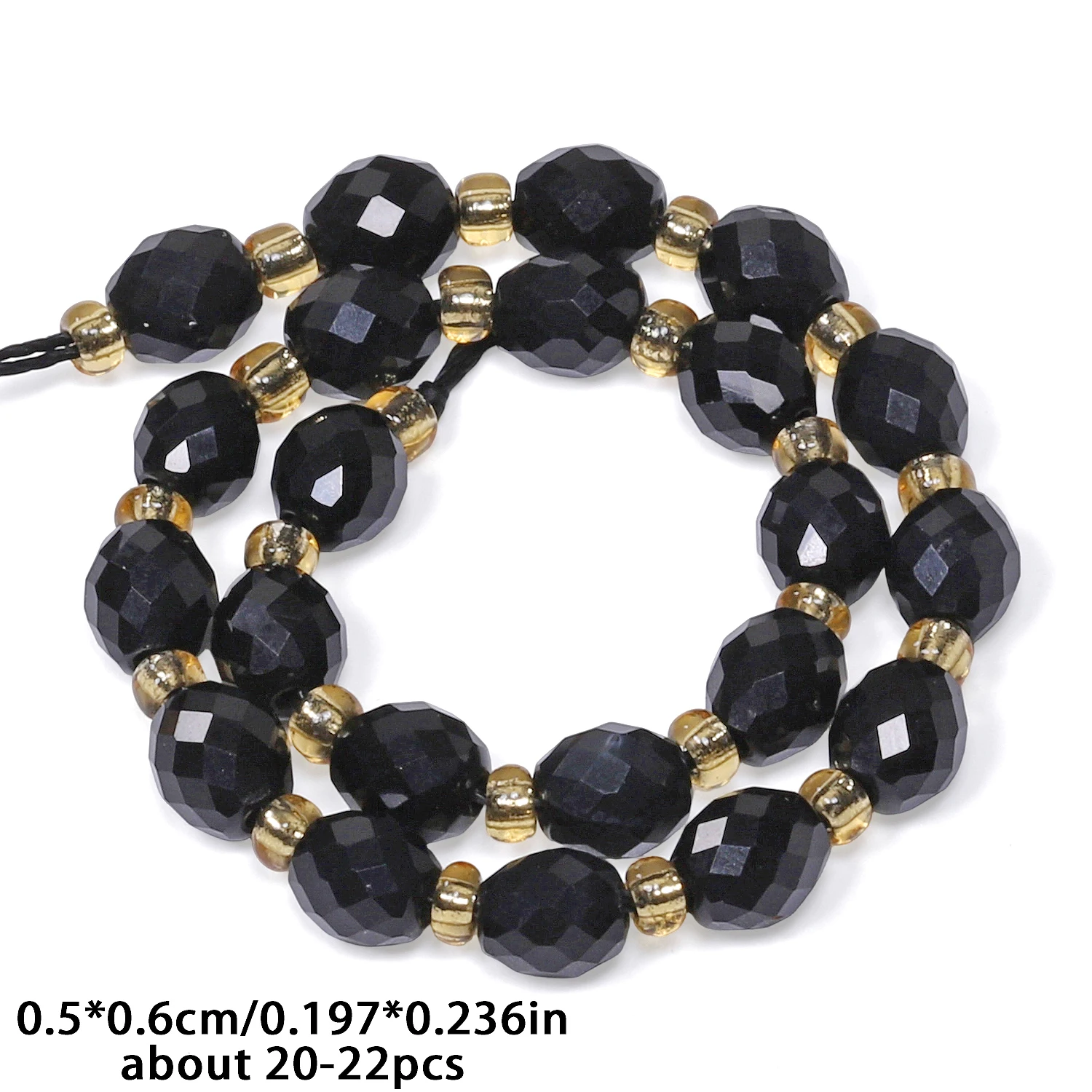 Natural Black Obsidian Stone Beads 5x6mm Faceted Oval Shape Beads Loose Spacer Beads for Jewelry Making Accessories