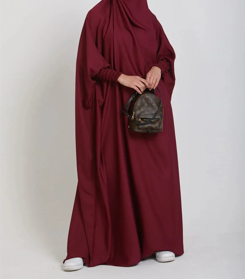 Hooded Abaya Muslim Women Prayer Garment Hijab Dress Arabic Robe Overhead Kaftan Khimar Jilbab Eid Ramadan Gown Islamic Clothes