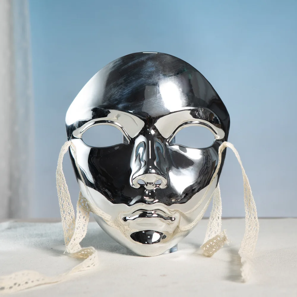 Masquerade Mask Metallic Color  Halloween Mask Full Face  For Women Men Cosplay Masquerade Costume Accessories