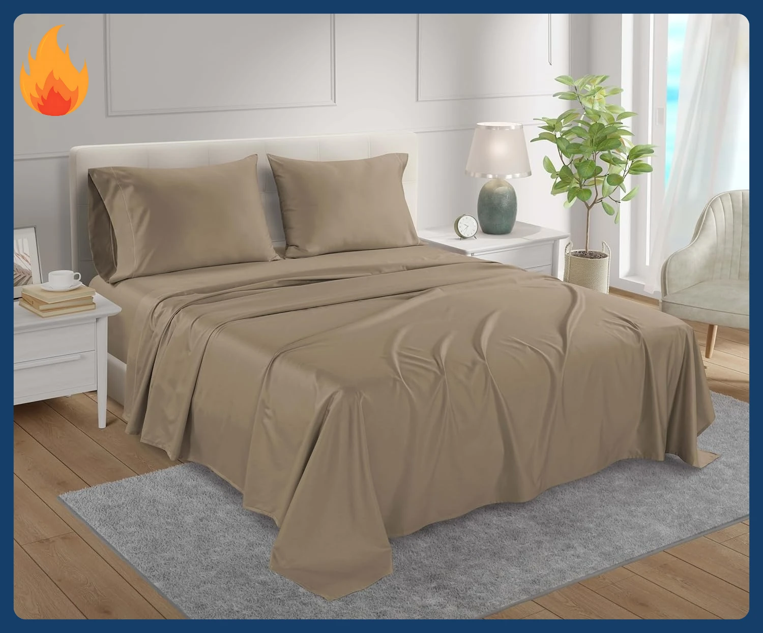 

Deep Pocket Queen Sheets set, 100% Cotton Sheets Queen Size set, 800 Thread Count Soft & Durable 4 Piece Sheet & Pillowcase Sets