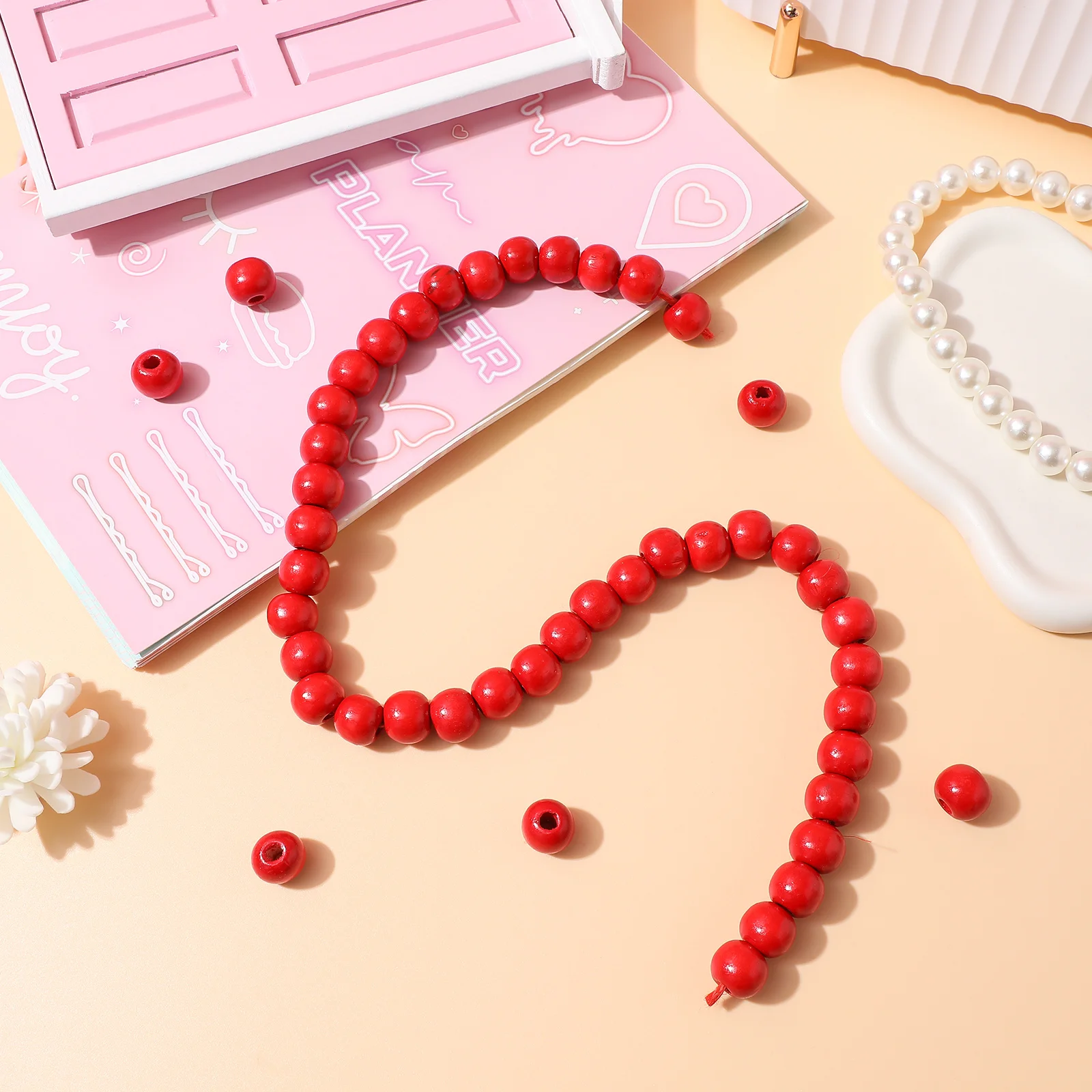 

200Pcs Large Hole Wood Spacer Beads 12mm Round Smooth Loose Beads for Craft Jewelry Making DIY Handmade Bracelets Necklaces