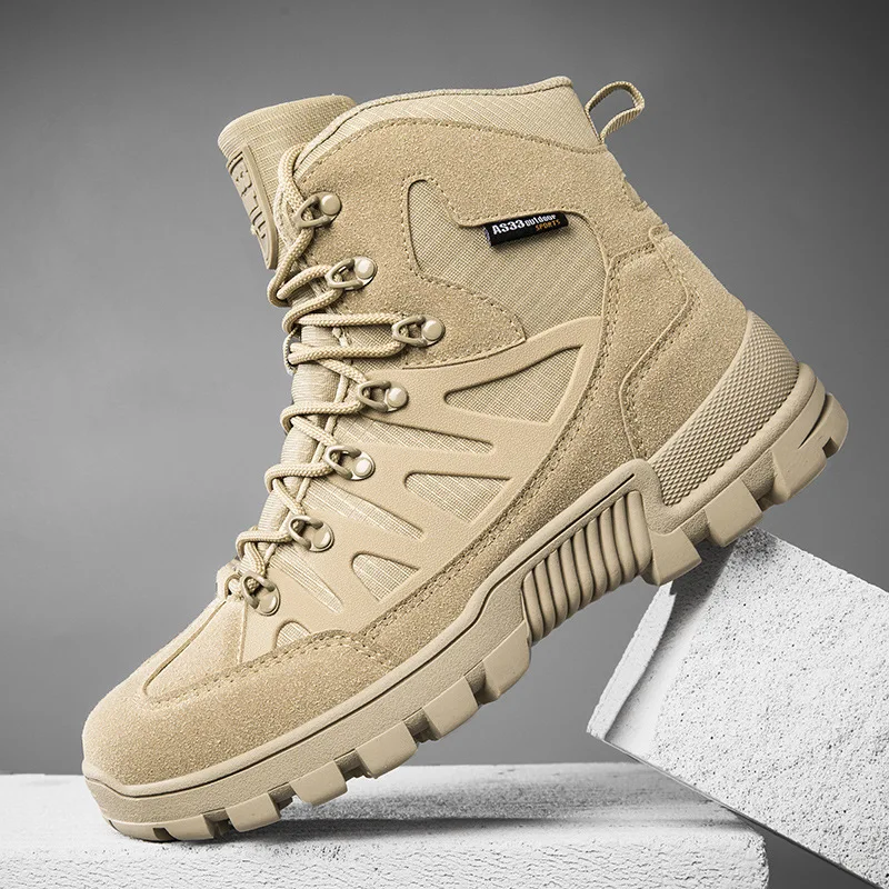 Men's Outdoor Hiking Boots Camping Anti Slip Wear-resistant, Breathable Hiking Shoes Tactical Boots, Plus Size Desert Work Shoes