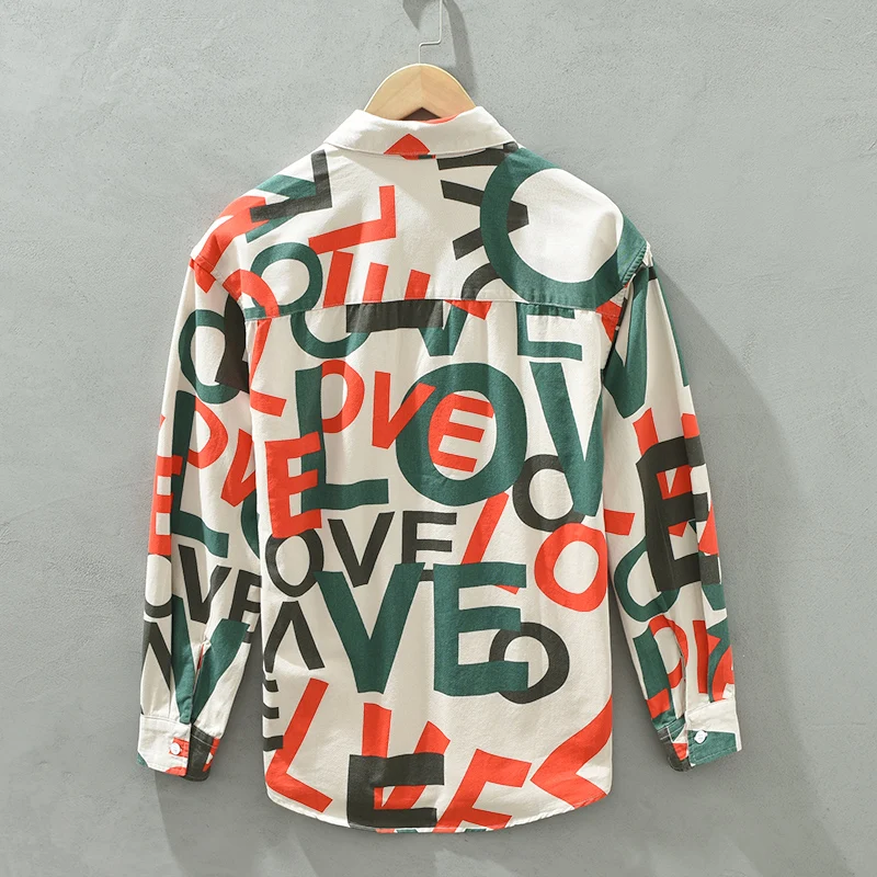 Casual Shirt Men's Fashion Gentleman Breathable Pure Cotton British Style Outdoor Print Slim Casual Long Sleeve Cotton Shirt