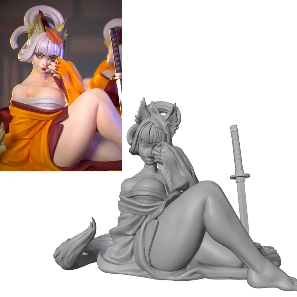 1/24 Sexy Girl Unassembled Unpainted 3D Printed Statue, Dynamic Spear-Throwing Pose, Exquisite Patterns and Floral Headdress, Suitable for Fantasy Role-Playing Gamers, Collectors, Game Gifts, and Desktop Decoration, Anime Statue, Collectible Item, Handcrafted Appearance, High-Quality Printing, Otaku Culture