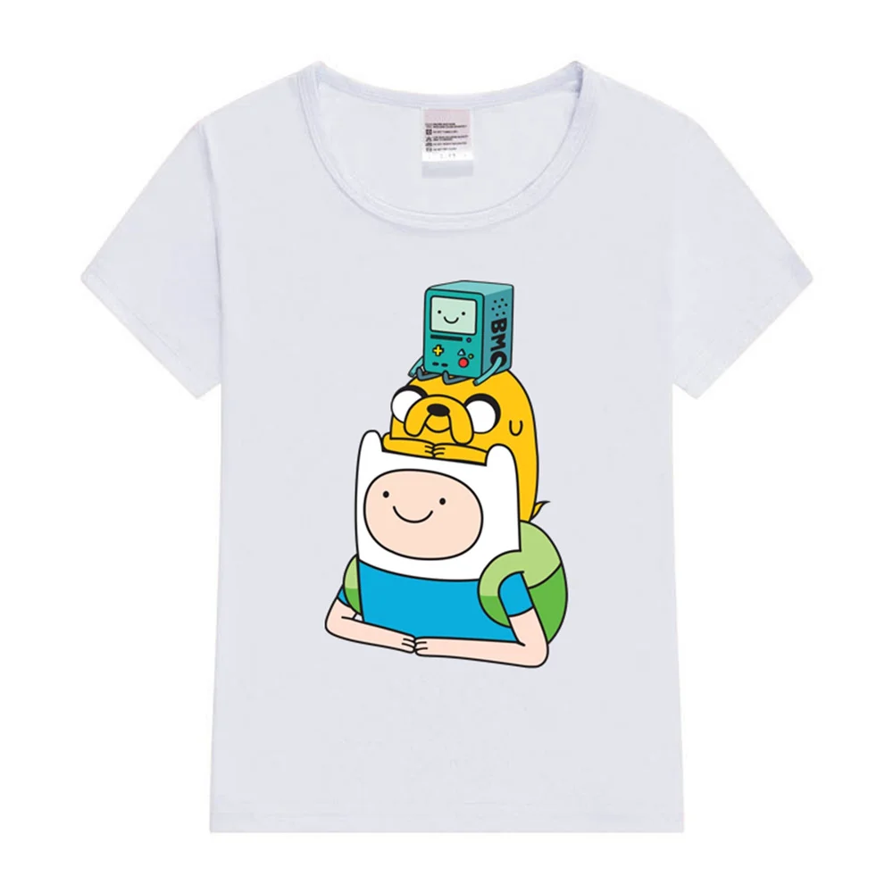 Finn Jake BMO Kids T-Shirt 2024 Girls T-Shirt Cute The Kids Print Summer Fashion Girls Clothes Short Sleeved T-Shirt Tops