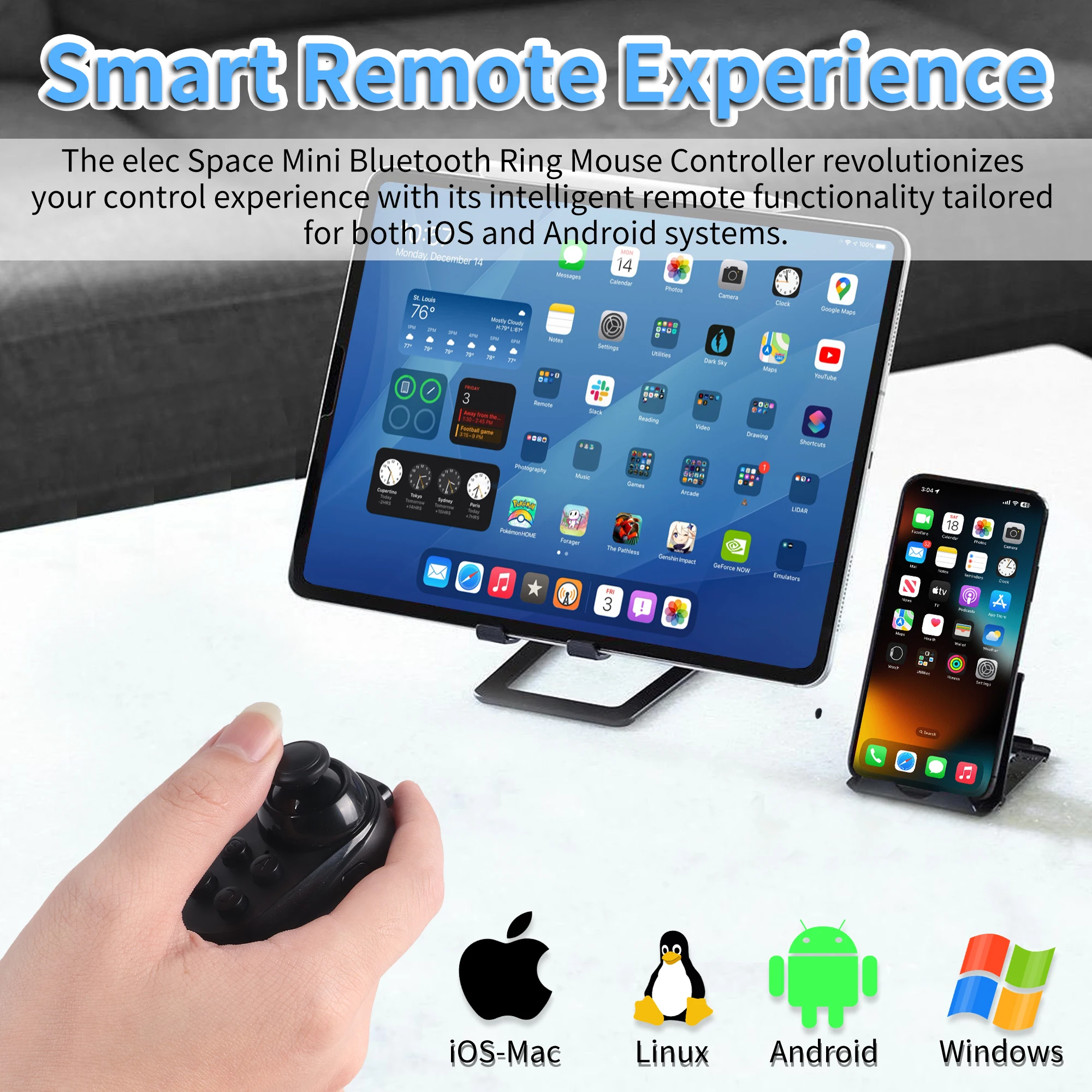 

Mini Bluetooth Ring Mouse Multi Functional Shortcut Operation Joystick Operation Remote Control Portable Scroll Through Videos