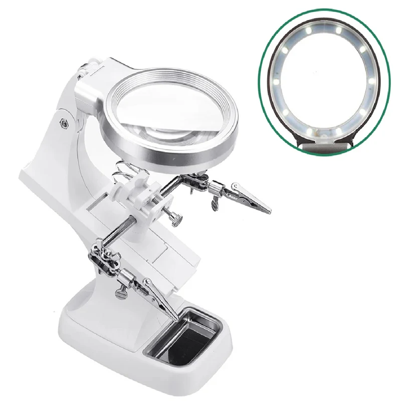 

Rotatable Magnifying Glass Soldering Iron Station Stand Desktop Magnifier Soldering Repair Tool Welding Clip Clamp Hand Helping