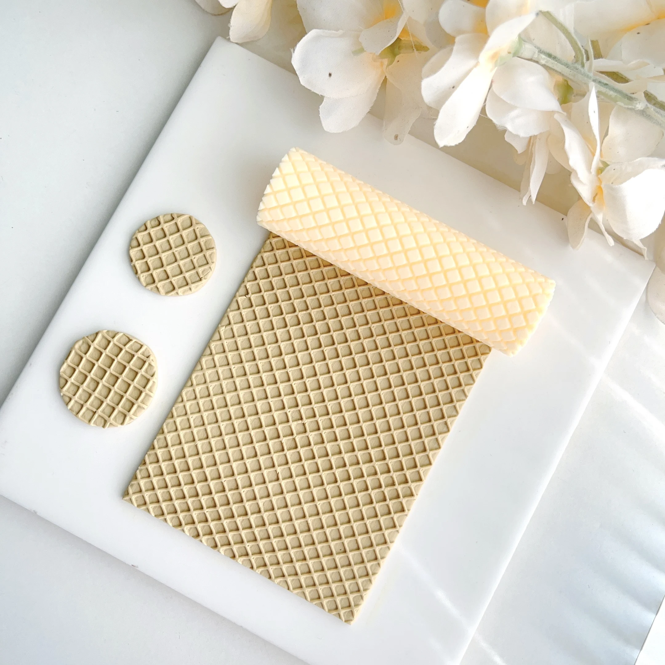 Ice Cream Biscuit Pattern| Polymer Clay Seamless Texture Roller  Soft Pottery Earring Polymer Clay Cutter Roller Texture Polymer