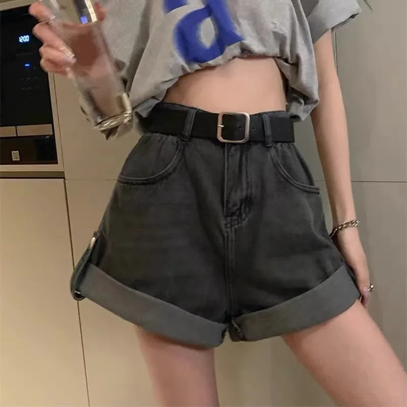 High-waisted Denim Shorts for Women Vintage Cuffed Denim Shorts Women Casual Sexy Jean Short Pants Female Summer Party Clothing