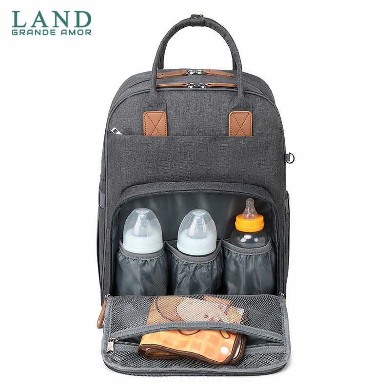 LAND Mommy Borse per pannolini zaino Mummia Borse per pannolini da viaggio di grande capacità Borse per maternità multifunzione con tasca per ciuccio HMB08