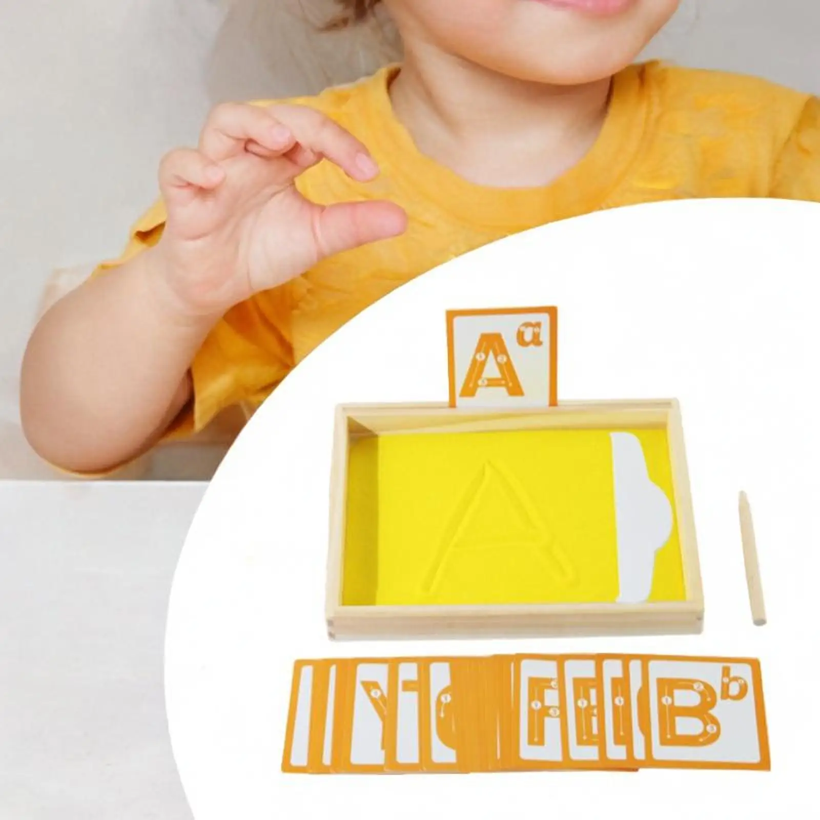 Plateau de sable, jouet éducatif avec stylo en bois, plateaux de sable en bois pour enfants, pour dessiner à l'école, garçons et filles de 3 à 5 ans