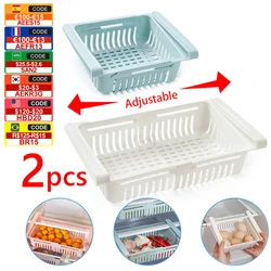 1-2 pièces organisateur de cuisine réfrigérateur tiroir de rangement boîte extensible réfrigérateur commode étagère maison boîtier de rangement en plastique étagères