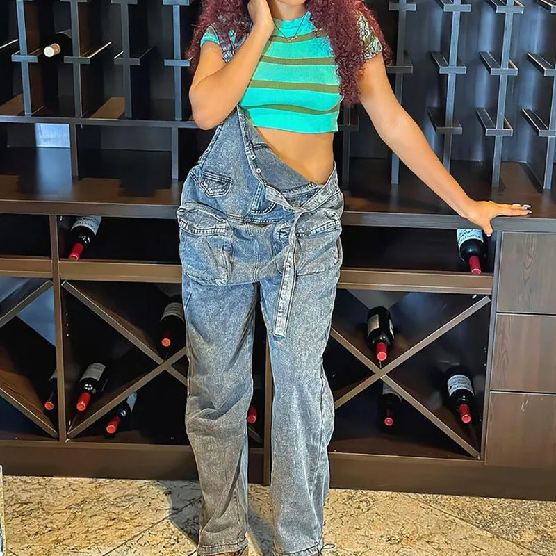 جمبسوت نسائي عتيق بجيوب كبيرة من WTHT جمبسوت بأرجل واسعة لشتاء 2025 جديد بدون أكمام وظهر مكشوف للسيدات 1LS2768 #4