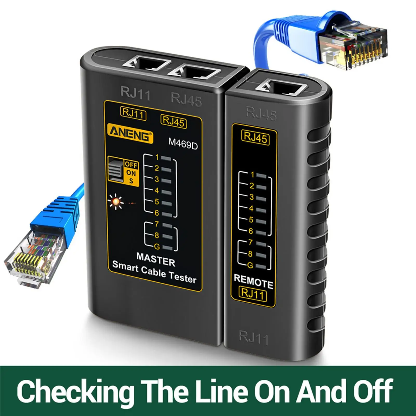 Ethernet Cable Tester RJ1145 Network Testing Tool Cat 5 5E 6 RJ1145 Tester Network Repair for Network LAN Network Cable Pairing
