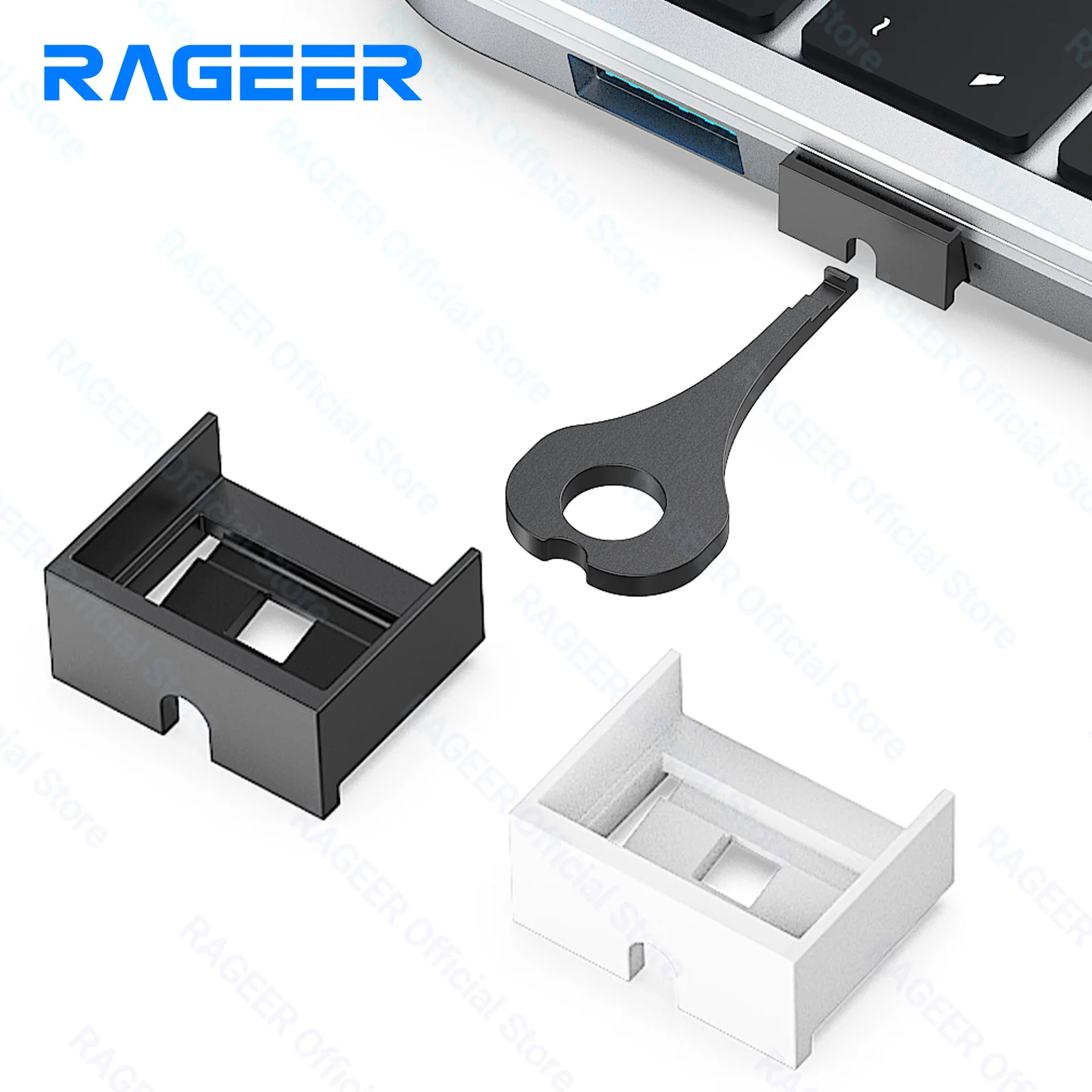 RAGEER USB Insert Lock with Key Dust Proof USB Plug Connector Physical Anti-Data Leakage for Laptop Server Desktop Switch Router
