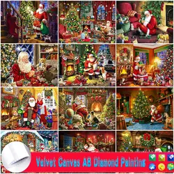 Full Square Drill Diamond Embroidery Christmas New Arrival Cross Stitch Kits Velvet AB Diamond Painting Santa Claus Wall Decor