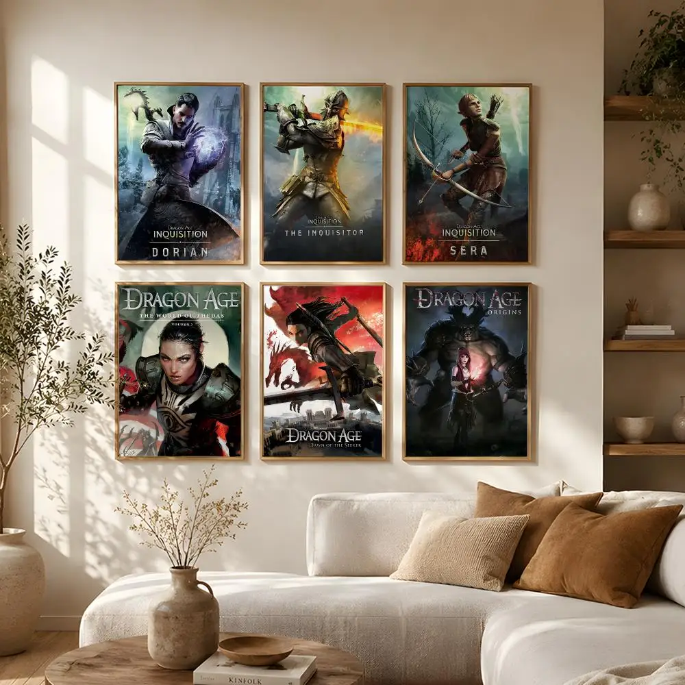 Dragon Age Inquisition Poster Self-Adhesive HD Mural Wall Decals, Living Room Bedroom Home Decor Gift