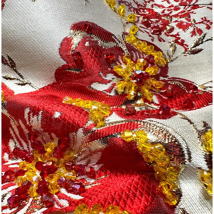 High Quality Jacquard Embroidery Women Vest Dress Elegant Summer Sleeveless A-line Dress Beads Diamonds Floral Mini Formal Dress